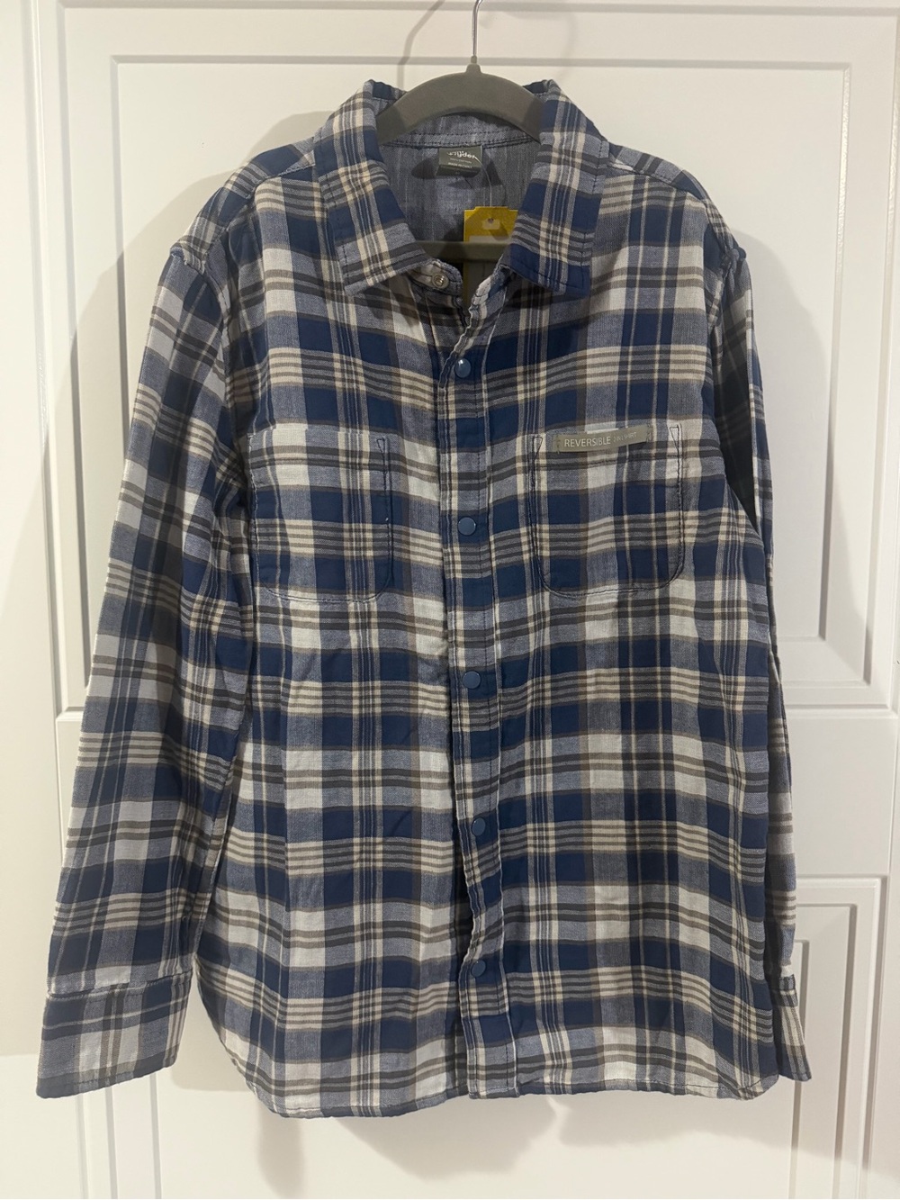 2 Boys Flannels Reversible Threads Blue and White Plaid Button-Down Shirt